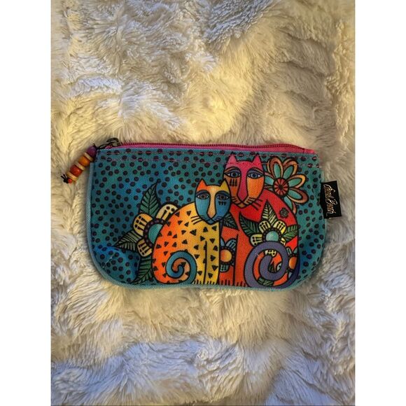 Laurel Burch Handbags - Laurel Burch "Feline Clan" Mini Clutch Cosemtic Pouch EUC